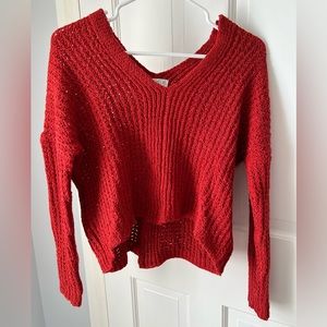 Poof Apparel women’s chenille sweater, red, size small